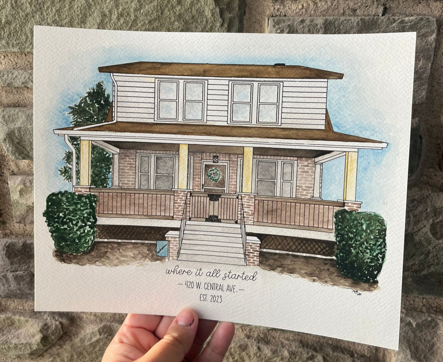 Custom House Watercolor Painting