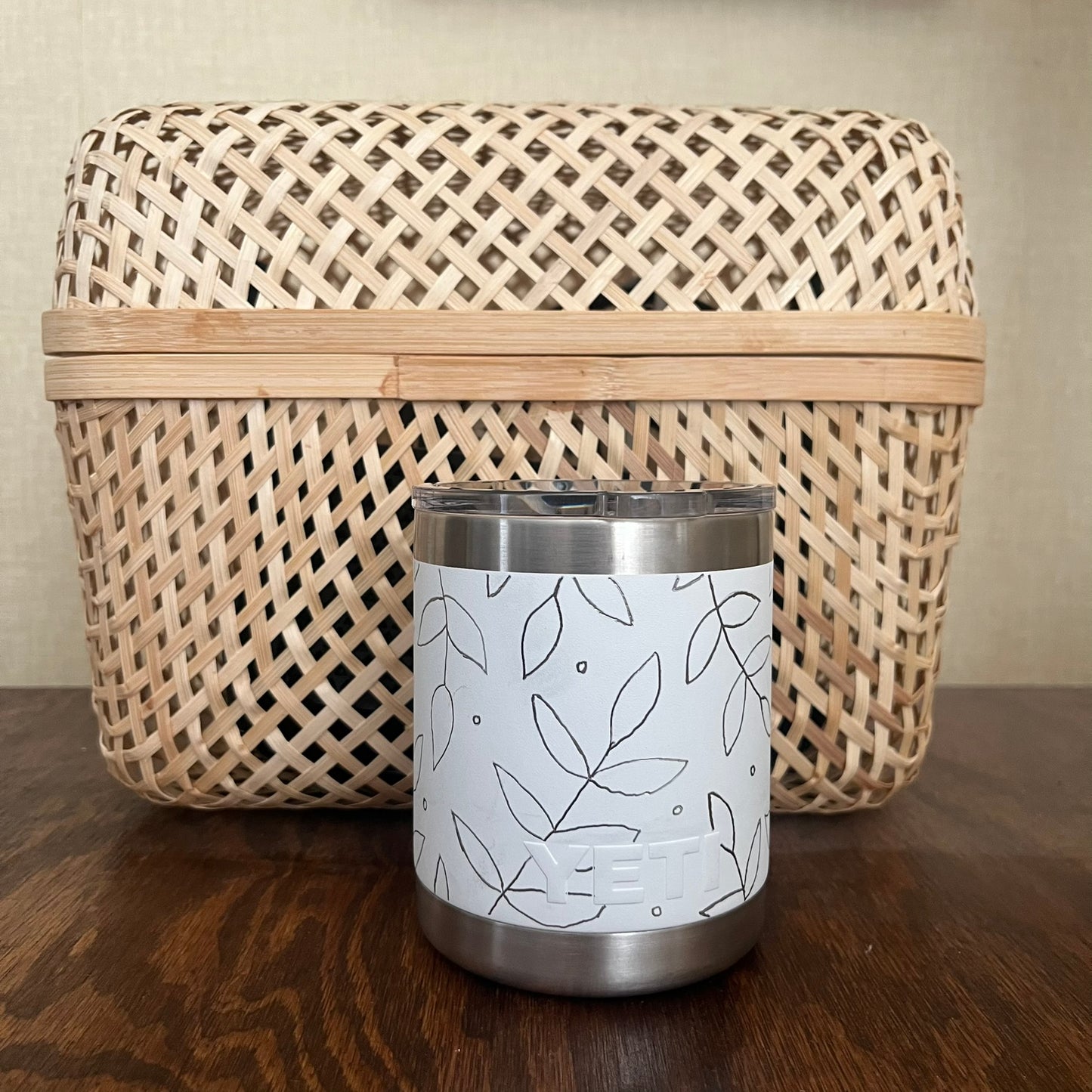 White 10oz. Yeti Rambler Lowball Vine Tumbler