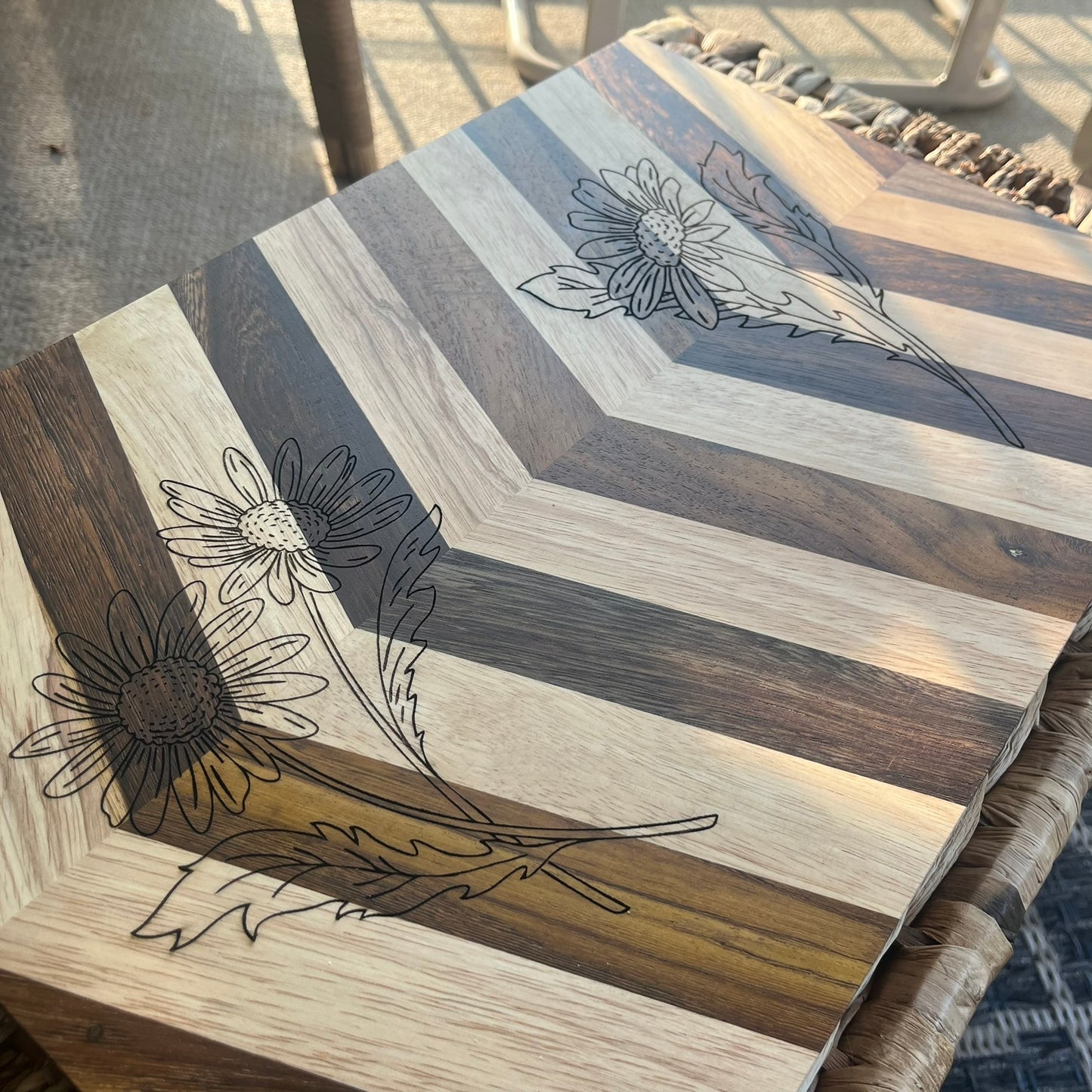 Fine Line Floral Chevron Charcuterie Board