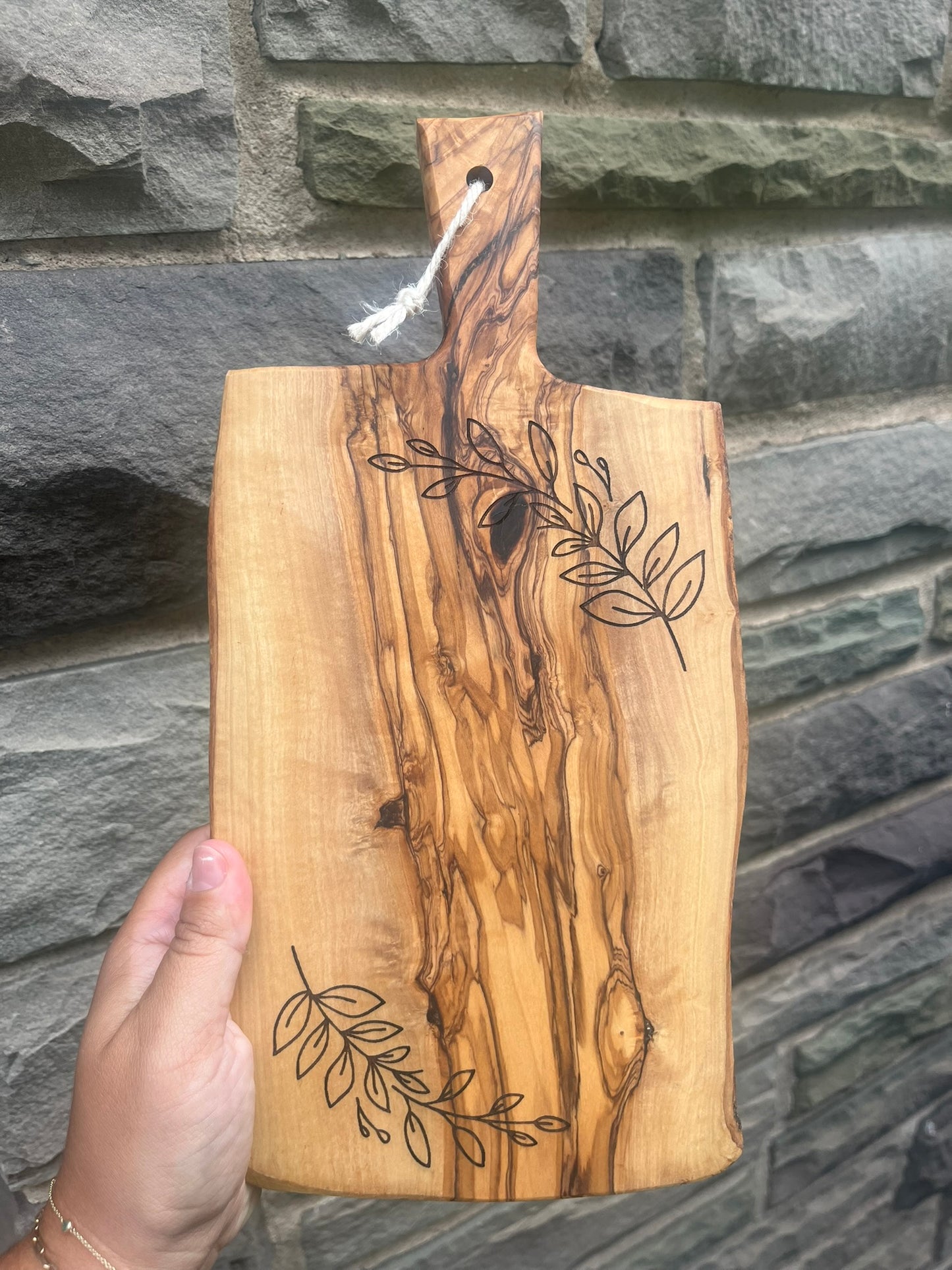 Leafy Olive Wood Charcuterie Board