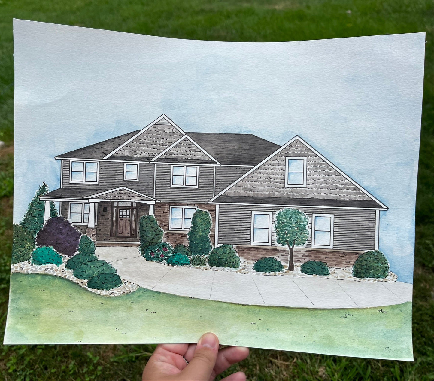 Custom House Watercolor Painting