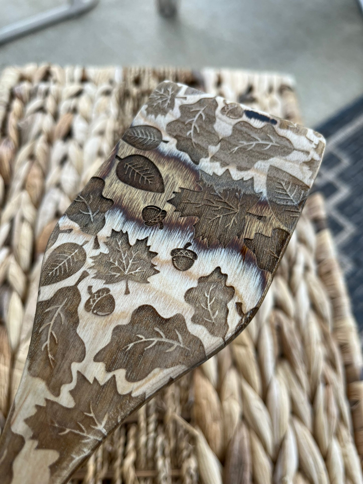 Pakka Wood Fall Leaf Engraved Spoon