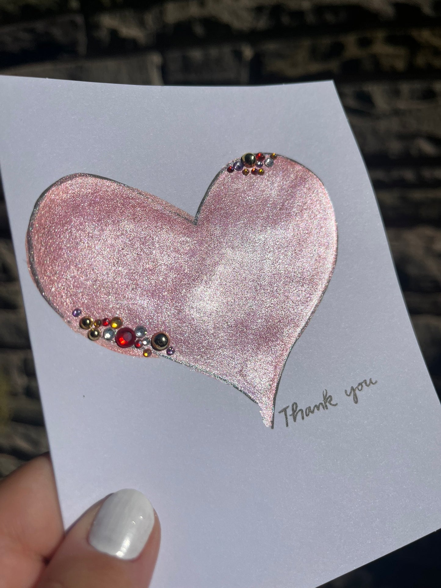 Embellished Heart Thank You Card