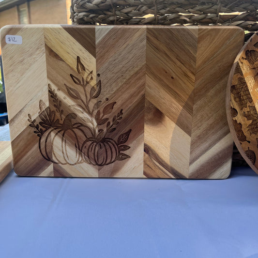 Chevron Pumpkin Engraved Charcuterie Board