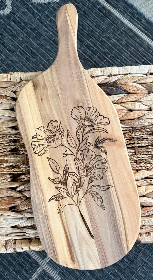Olive Wood Irregular Floral Charcuterie Board