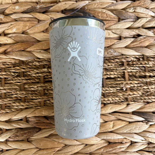 Flower Hand Engraved Hydroflask Tumbler