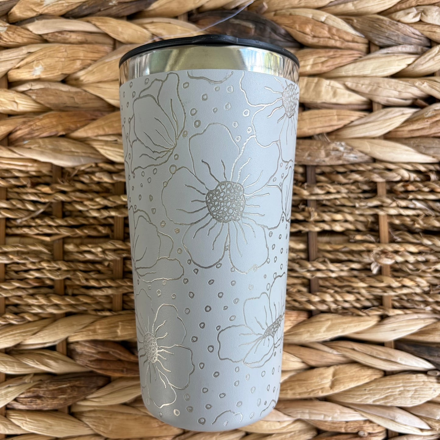 Flower Hand Engraved Hydroflask Tumbler