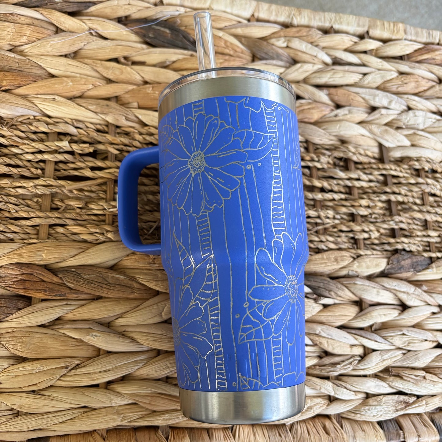 Flower Hand Engraved Yeti Tumbler