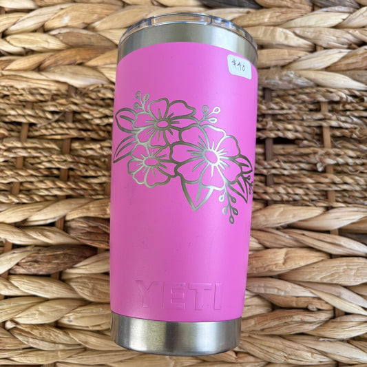 Flower Engraved Yeti Tumbler
