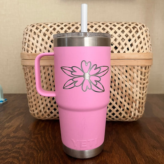 Power Pink 25oz. Yeti Rambler Flower Tumbler