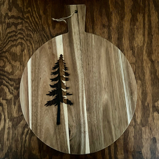 Pine Tree Chevron Round Charcuterie Board