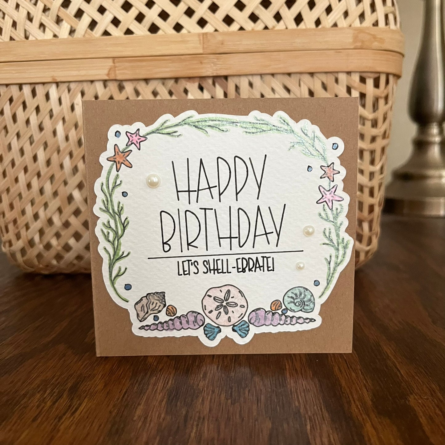 Happy Birthday Seashell Watercolor Card