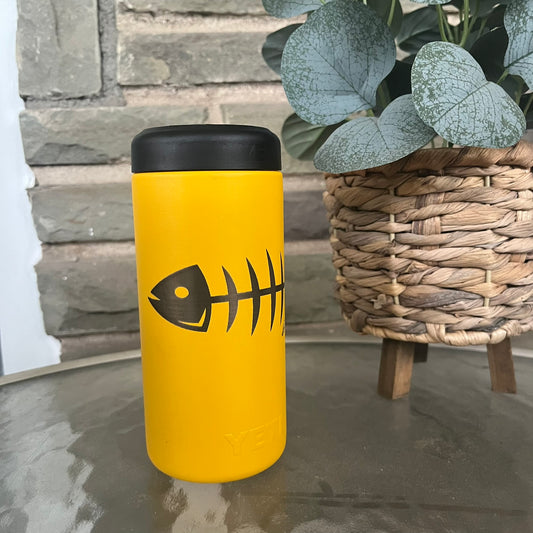 Yeti Alpine Yellow Fish Slim 12oz. Can Koozie