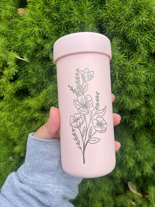 Hydroflask Trillium Pink Fish Flower 12oz. Can Koozie