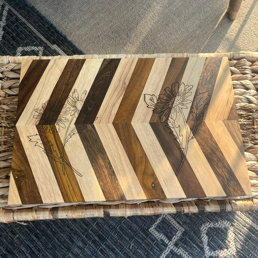 Fine Line Floral Chevron Charcuterie Board