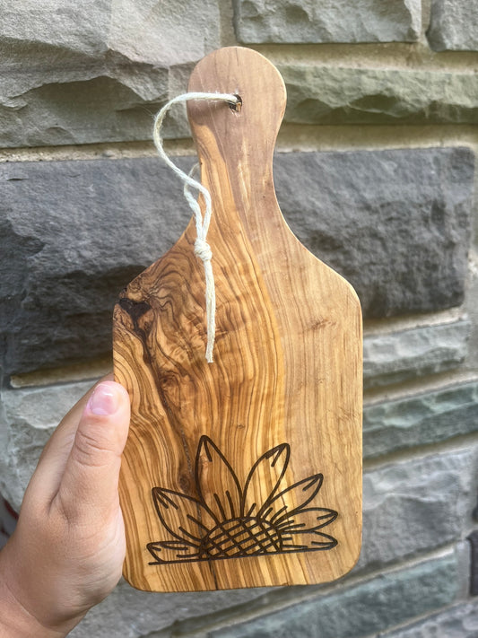Mini Sunflower Olive Wood Charcuterie Board
