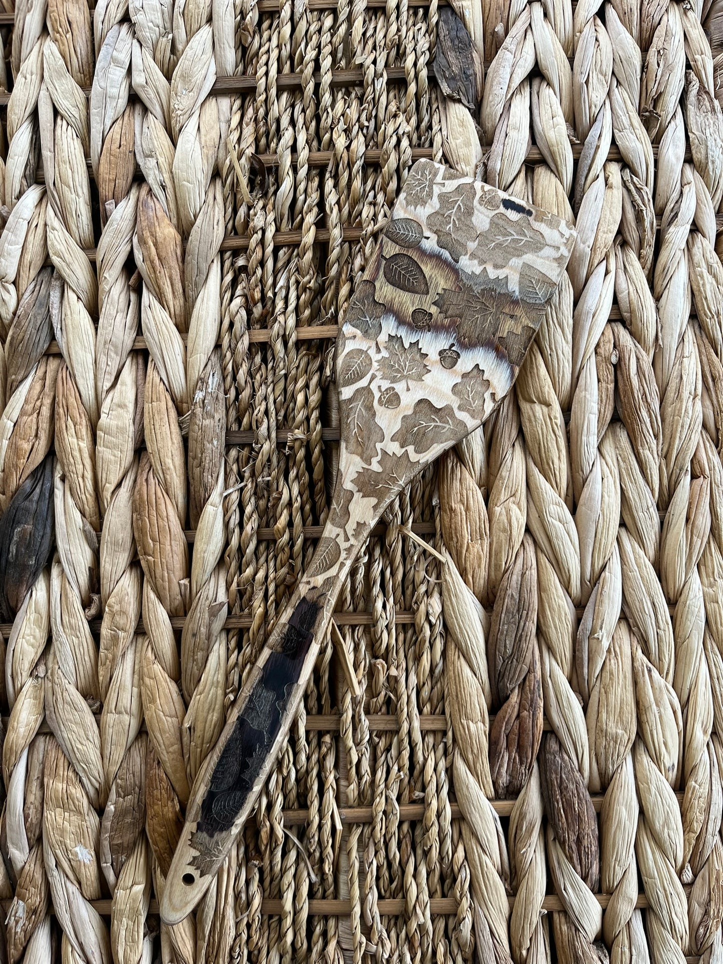 Pakka Wood Fall Leaf Engraved Spoon
