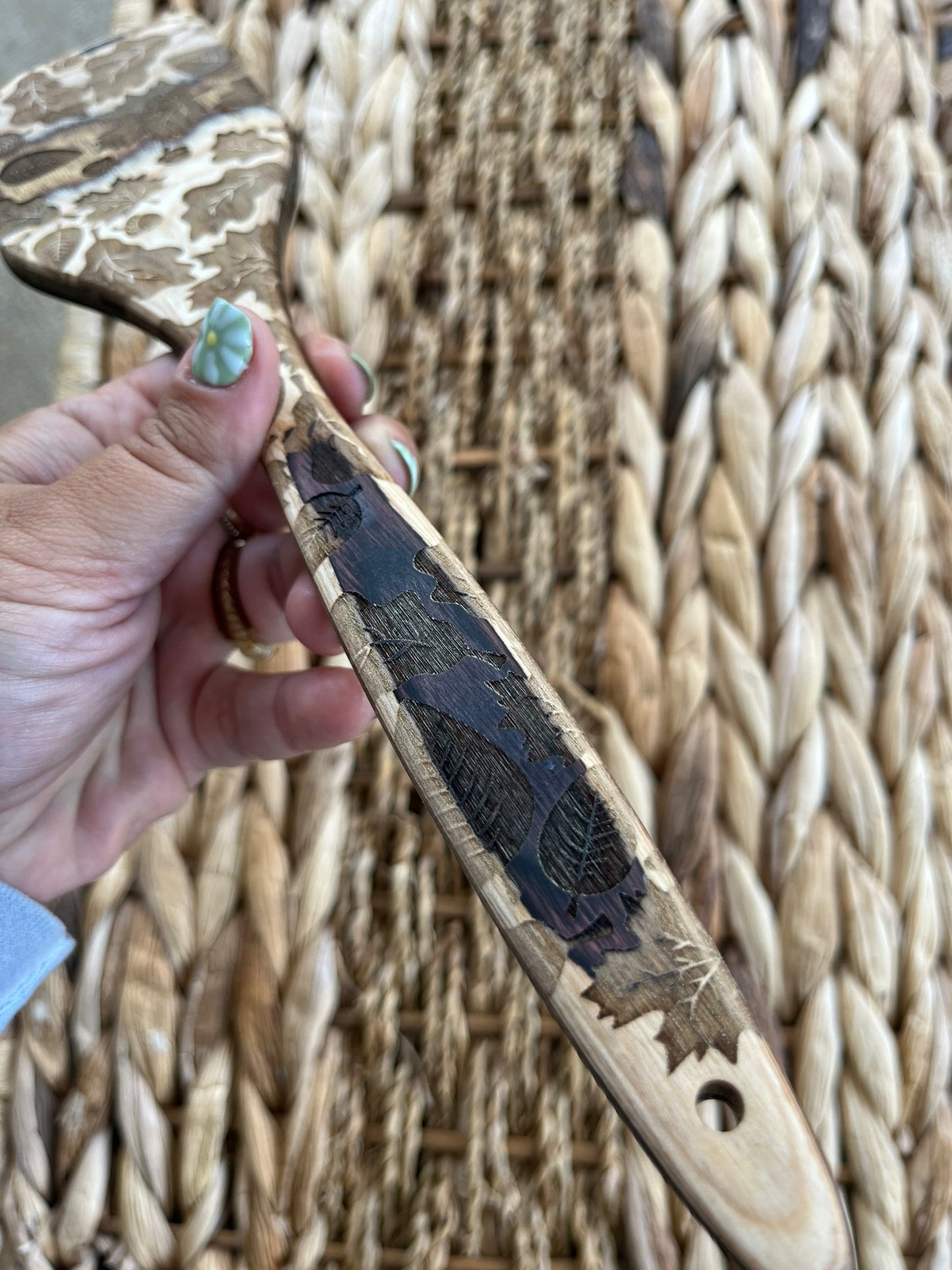 Pakka Wood Fall Leaf Engraved Spoon