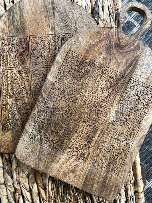 Fall Mosaic Engraved Charcuterie Board