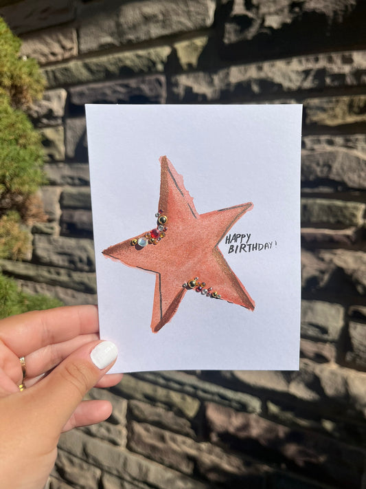 Embellished Orange Star Birthday Card