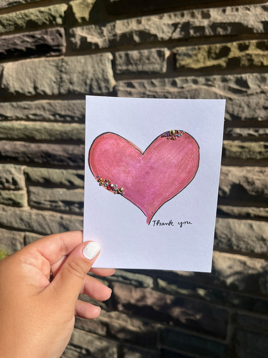 Embellished Heart Thank You Card