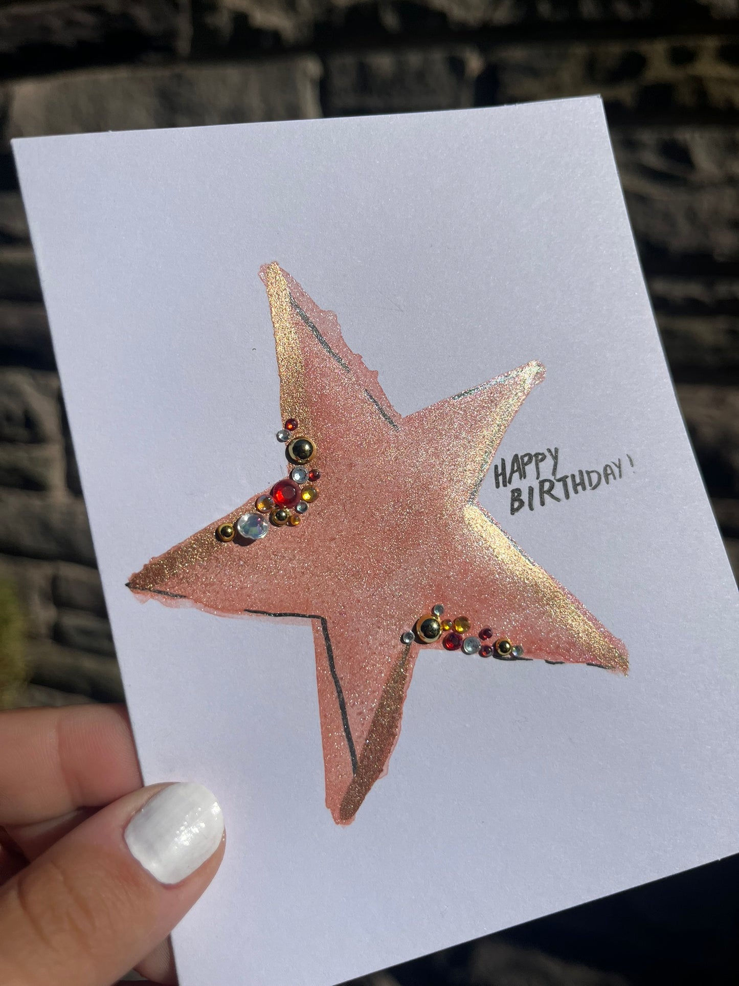 Embellished Orange Star Birthday Card